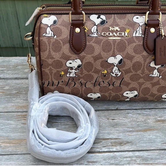 Coach X Peanuts Rowan Satchel Bag In Signature Canvas With Snoopy Print - Picture 5 of 7